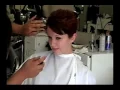 Long red hair cut super short