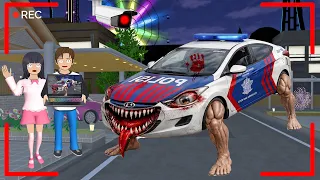 Yuta Mio Panik CCTV Merekam MONSTER MOBIL POLISI BERKAKI di Kota Sakura 😱 Sakura School Simulator