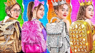 فتاة فقيرة مقابل فتاة غنية مقابل فتاة ثرية مقابل فتاة عادية في المدرسة 