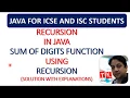 JAVA SUM OF DIGITS USING RECURSION SUM OF DIGITS RECURSION IN JAVA