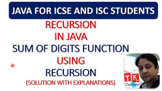 JAVA SUM OF DIGITS USING RECURSION SUM OF DIGITS RECURSION IN JAVA
