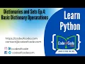 Learn Python Chapter 06 Dictionaries and Sets Ep 4 Basic Dictionary Operarations CodeOfCode