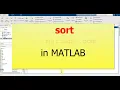 Sort in MATLAB