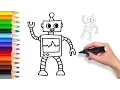 Learn How to draw a Friendly Robot Teach Drawing Coloring Page