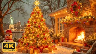 Beautiful Cozy Christmas Ambience Relaxing Fireplace Sounds Soft Holiday Piano Music 
