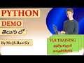 Python Full Stack Demo by Mr J S Rao 26th Dec 2022 VLR Training 9059868766