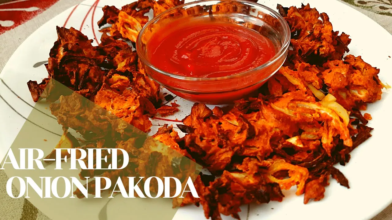 118. Air fried onion pakoda   Oil free   Indian snack   Tea time snack      