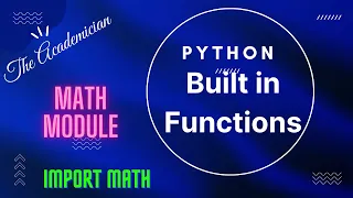 PY 3 In built functions and math module in Python