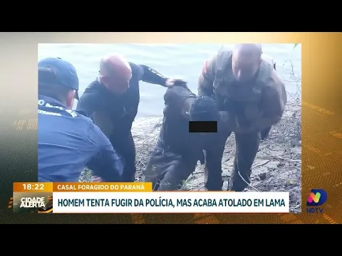 Casal foragido do Paraná: homem tenta correr da polícia, mas acaba atolado em lama