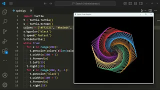 Draw Spiral Animation Pattern using Python Turtle Colorful Turtle Graphics Art geekbyte01