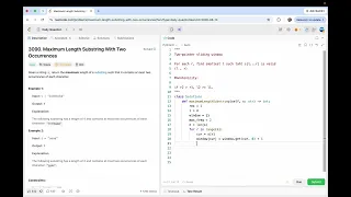 leetcode 3090 Maximum Length Substring With Two Occurrences two pointer sliding window