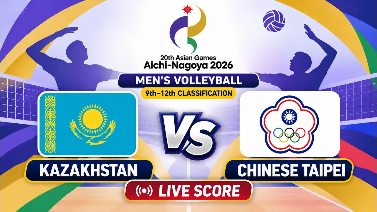 🔴 LIVE | KAZAKHSTAN vs CHINESE TAIPEI | (9-12th) AG 2026 Men's Volleyball | Livescore Volleyball