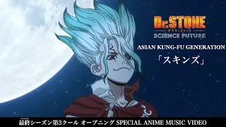 YouTube影片, 內容是Dr.STONE 新石紀 SCIENCE FUTURE 第三季度 的 片頭曲「スキンズ」ASIAN KUNG-FU GENERATION（Anime Special MV）