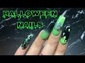 Green Black Halloween Nails Acrylic Nails Tutorial
