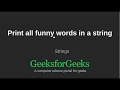 Print all funny words in a string GeeksforGeeks