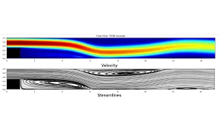 Transient backward facing step Re 1000 fluid simulation Python