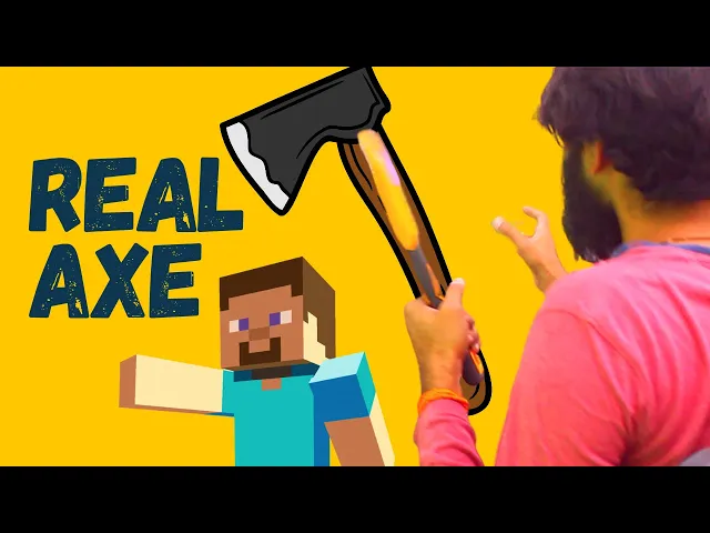 Minecraft with REAL AXE | Survived Day 1 @minecraft