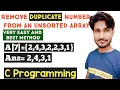 C program to remove duplicate number from an unsorted array using deletion process c programming