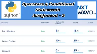 Operators Conditional Statements Assignment - 3 Answers Python NxtWave CCBP 4 0