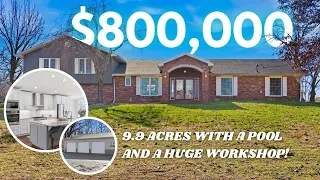 Private Estate on Nearly 10 Acres Pool 2 Shops Remodeled Home in Battlefield