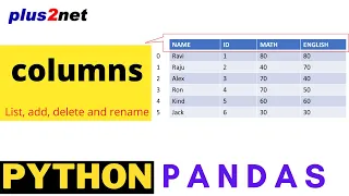 Listing Columns in Pandas DataFrame adding new columns using insert dropping columns and renaming