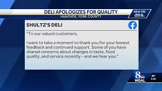 Deli apologizes for quality of food