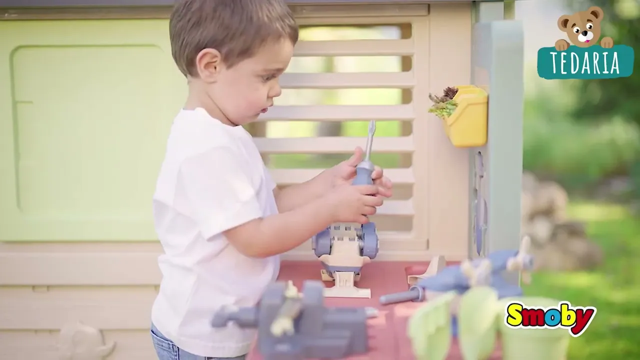 Spielhäuser für Kinder - Spielhaus mit Werkstatt und 39 Zubehörteilen Nature Playhouse Workshop Life Smoby - 4