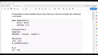 Python Functions - Return Multiple values as Tuple List Dictionary