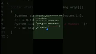 Java program to print Multiplication table