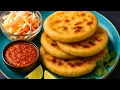 Pupusas - Pork and Cheese Pupusas with Curtido and Salsa