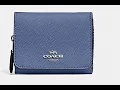 Download Lagu COACH Trifold Wallet Blue Lavender Cross Grain Leather Small F37968