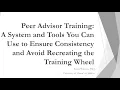 Peer Advisor Training