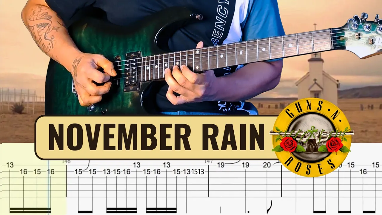 Guns N' Roses - November Rain Outro Guitar Solo Lesson With Guitar Tab | Cover | Tutorial