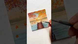 Try this easy autumn painting idea step by step easy acrylic mini canvas painting idea