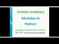 python tutorials Modules in Python python modules examples import modules