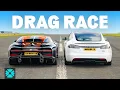Lagu Bugatti against Tesla: Chiron Super Sport v Model S Plaid 1/4 MILE RACE