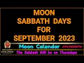 Lunar Sabbath Days for Sept 2023