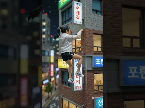 Climbing a building in the city center