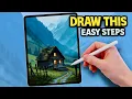 Draw a Cozy Mountain Cabin in Procreate Step-by-Step Tutorial