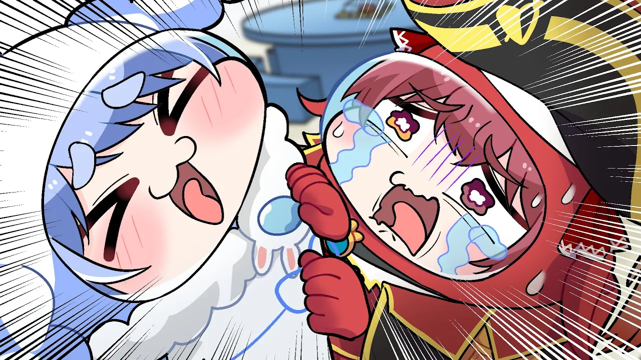 【手描き】濡れ衣を着せられ、ぺこらに命乞いをするマリン船長【こまいぬ/切り抜き/Hololive】
