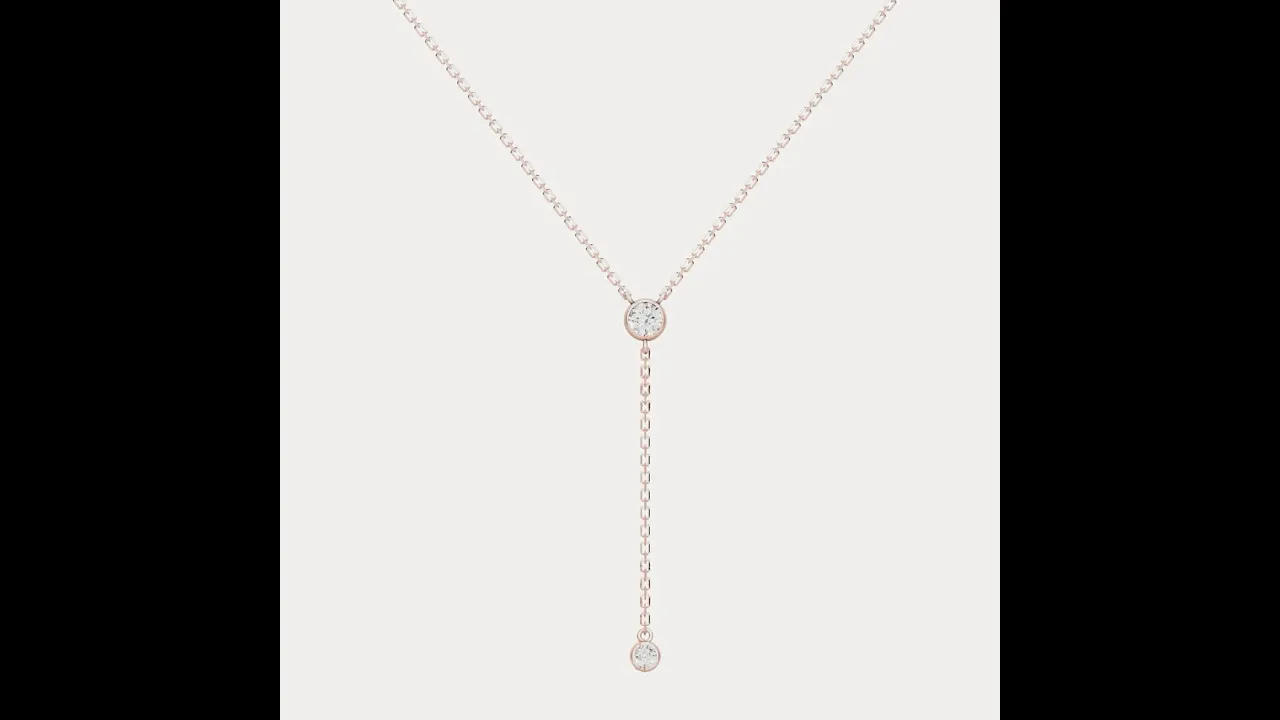 Lab-Grown Diamond Y Drop Pendant Necklace in 14K Solid Gold/Platinum