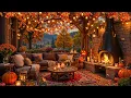 Relaxing Jazz for Autumn 🔥 Autumn Fireplace Ambience 🍂 Soothing Music for Relax, Sleep, and Work
