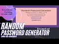 Random Password Generator FronEndFriday Episode 002