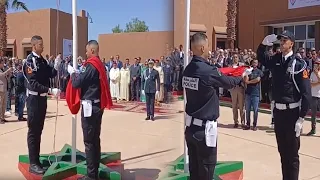 شاهد أجواء تحية العلم الوطني الصباحية عند عناصر الأمن الوطني المغربي 