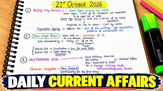 21st October 2026 || Daily current affairs || Handwritten notes || An Aspirant !