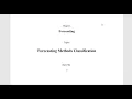 Forecasting Methods Classification