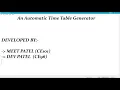 An Automated Time Table Generator App