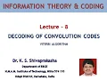 DECODING OFCONVOLUTION CODES VITERBI ALGORITHM