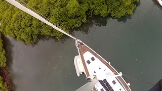 Tying Sailboat in Mangrove for a Hurricane