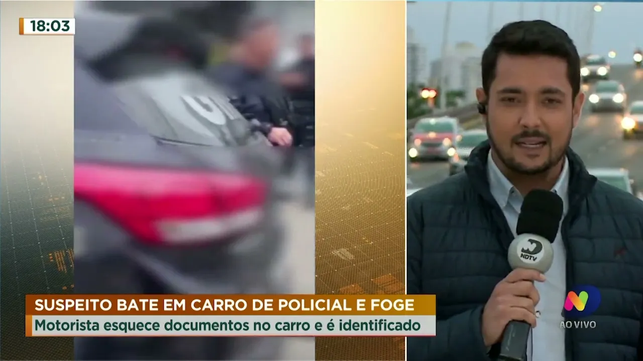 Homem bate em carro de policial e foge em Florianópolis